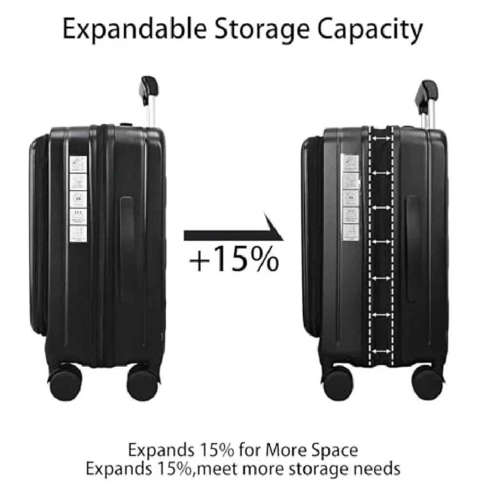20 Inch Expandable Carry On Luggage with Laptop Compartment & TSA Lock